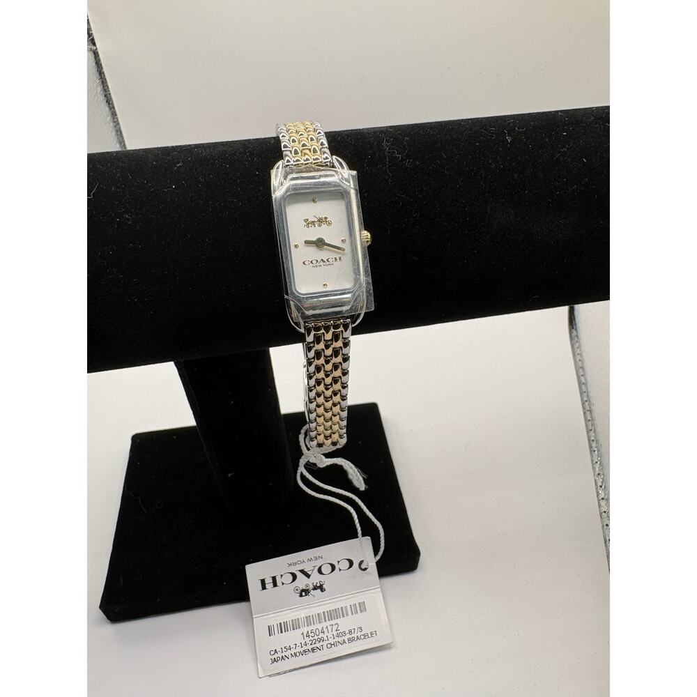 Coach New York Cadie Women Watch Two-Tone Bracelet Slim Rectangular As Is Silver - Picture 3 of 8